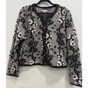 Vintage Oxygene Textured Wool Blend Cardigan 3D Sweater, XL